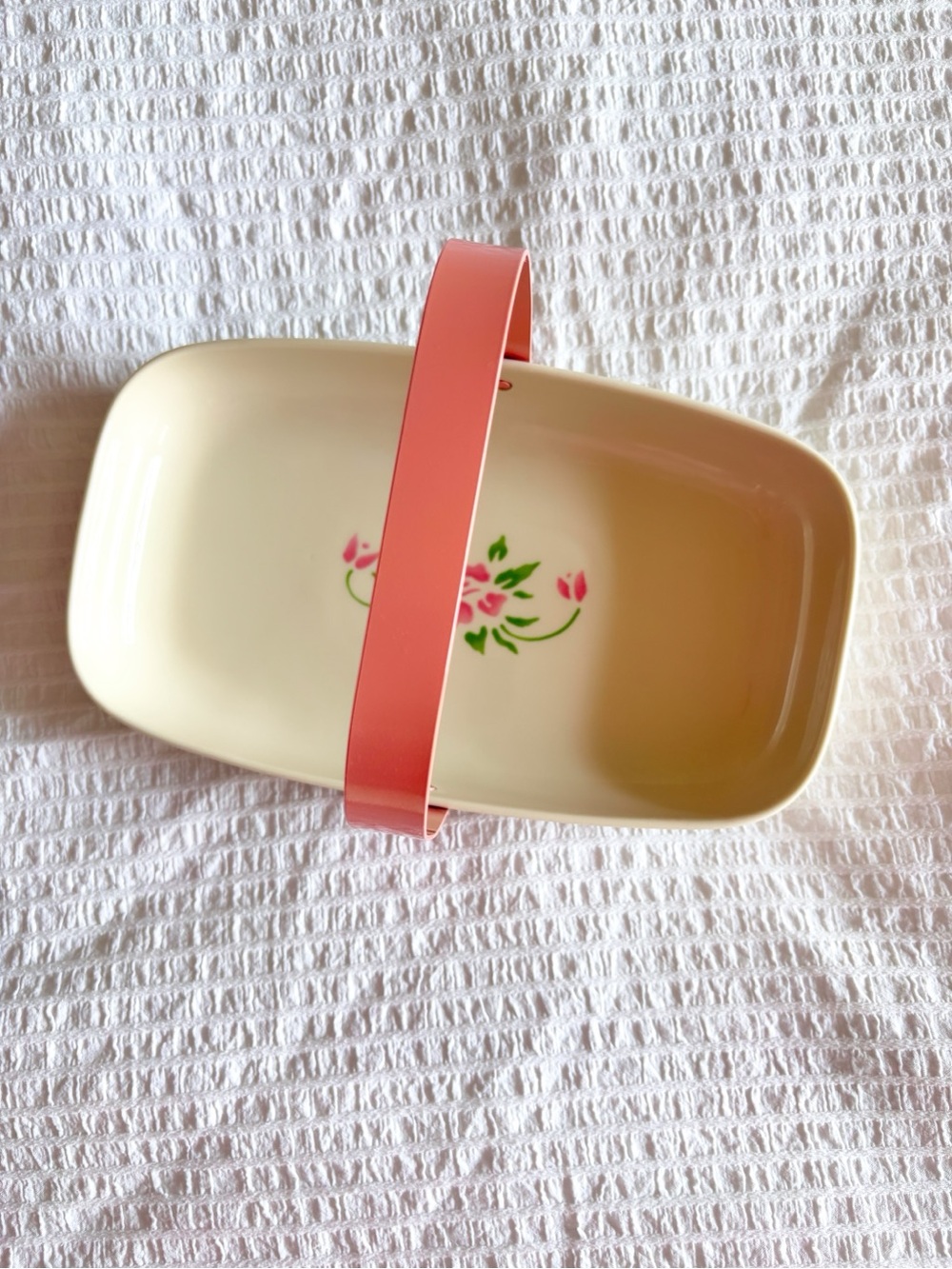 Pink Floral Ceramic Handled Tray -